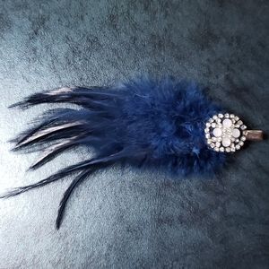 Fancy Blue Feather Hair Clip
